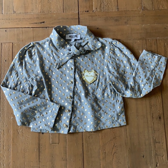 Moschino kids gold polka dot cropped cardigan - Picture 1 of 10